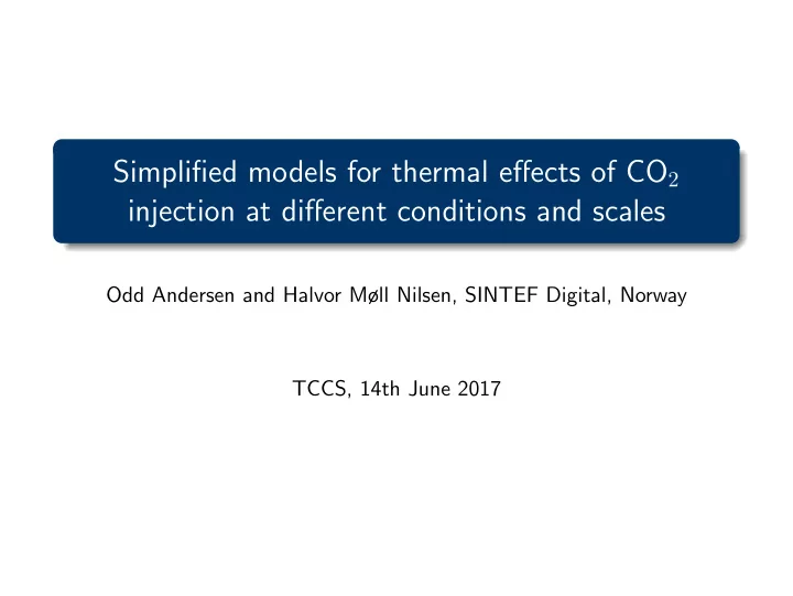 injection at different conditions and scales