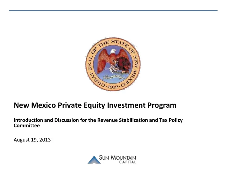 new mexico private equity investment program