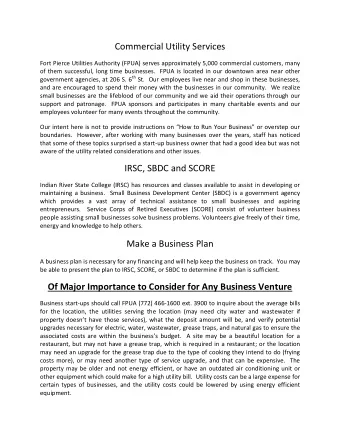 Commercial Utility Services  Fort Pierce Utilities Authority (FPUA) serves approximately 5,000