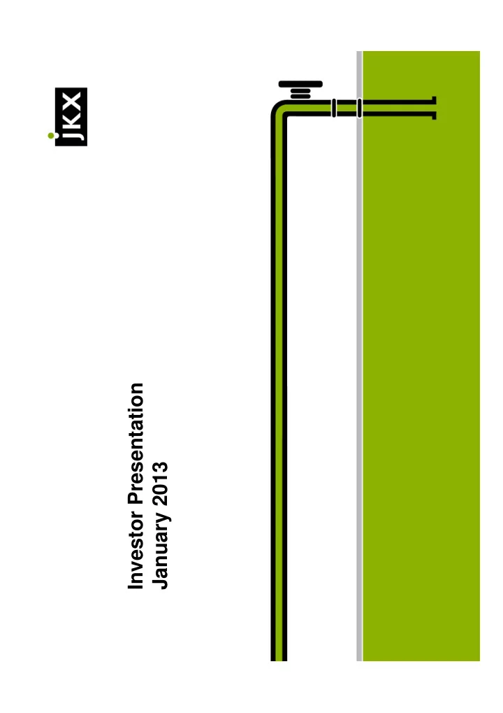 investor presentation january 2013 disclaimer
