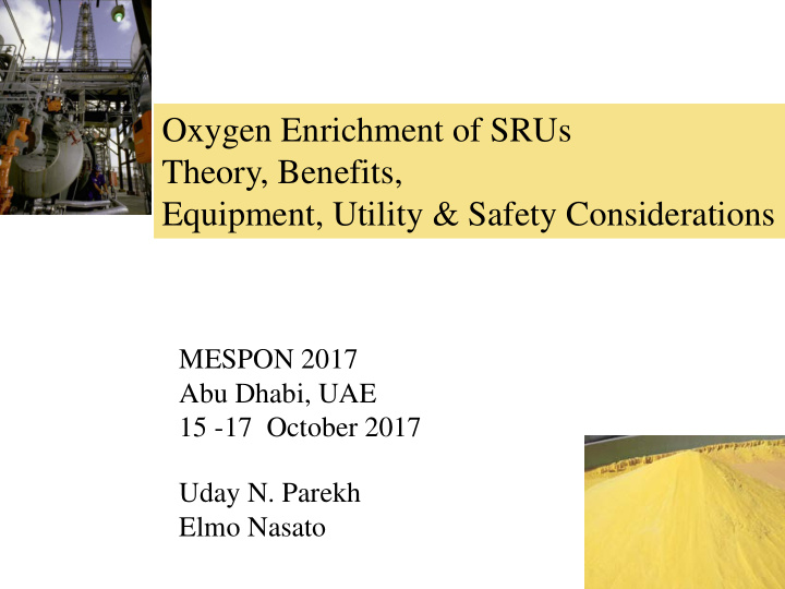 oxygen enrichment of srus theory benefits equipment