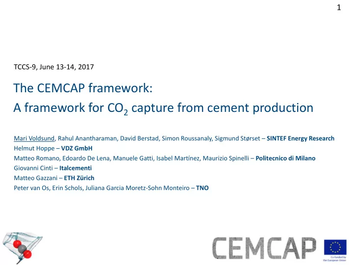 the cemcap framework a framework for co 2 capture from