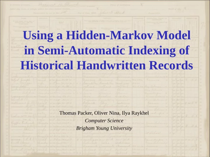 using a hidden markov model in semi automatic indexing of