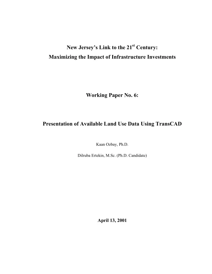 new jersey s link to the 21 st century maximizing the