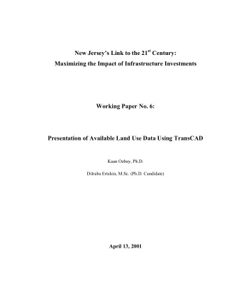New Jerseys Link to the 21 st Century:  Maximizing the Impact of Infrastructure Investments