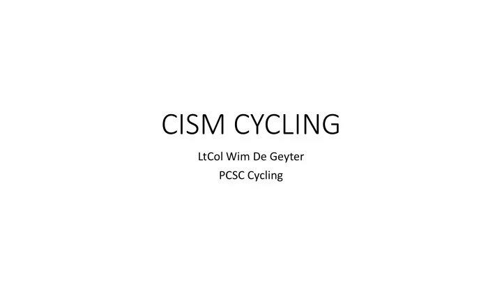 cism cycling