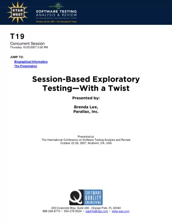 Session-Based Exploratory  Session-Based Exploratory  TestingWith a Twist  TestingWith a
