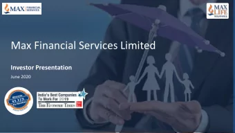 Max Financial Services Limited  Investor Presentation  June 2020  SECTION I  Max Financial