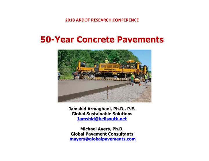 50 year concrete pavements