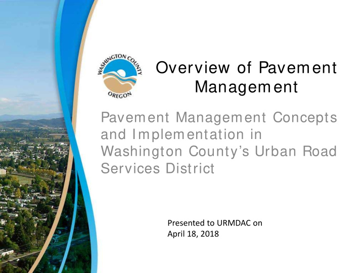 overview of pavement management