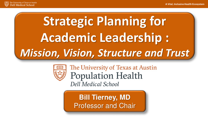strategic planning for academic leadership