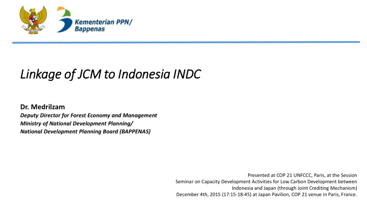 li linkage of f jcm to in indonesia in indc