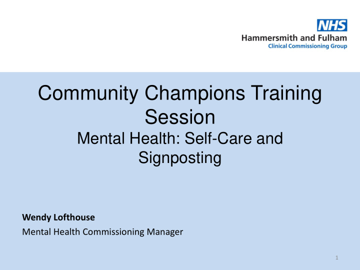 community champions training session