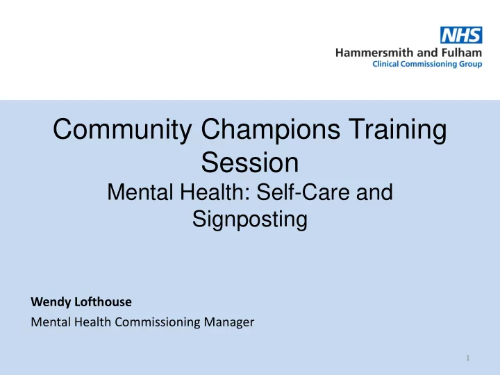 community champions training session