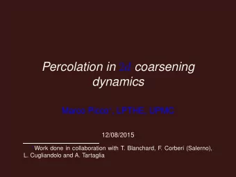 Percolation in 2 d coarsening  dynamics Marco Picco  , LPTHE, UPMC  12/08/2015  Work done in