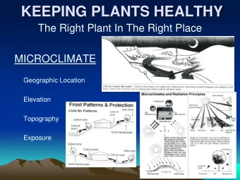 KEEPING PLANTS HEALTHY  The Right Plant In The Right Place  MICROCLIMATE  Geographic Location