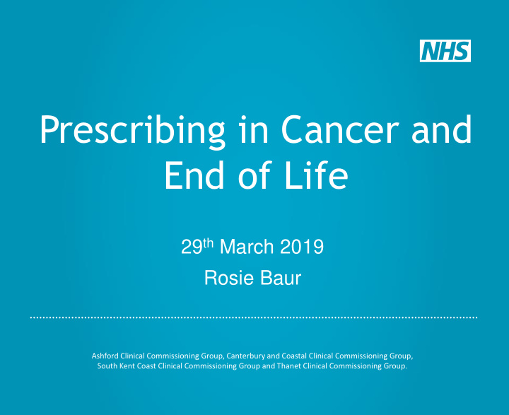 prescribing in cancer and