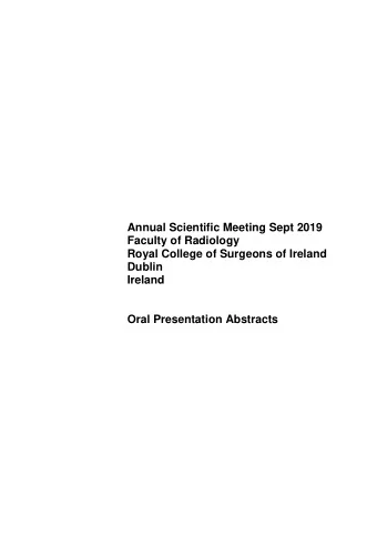 Annual Scientific Meeting Sept 2019  Faculty of Radiology  Royal College of Surgeons of Ireland
