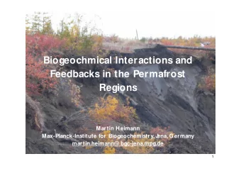 Biogeochmical Interactions and  Feedbacks in the Permafrost  Regions  Martin H eimann