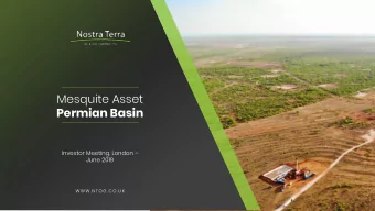 Mesquite Asset  Permian Basin  Investor Meeting, London   June 2019  W W W . N T O G . C O . U K