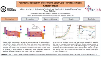 Poly  lymer Mod  odif  ific  icatio  ion of  f Perovskit  ite Sola  olar Cells  lls to  to Inc