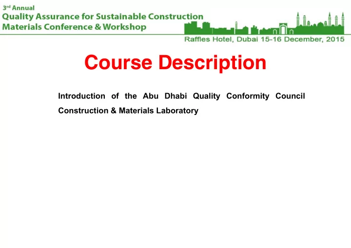 course description