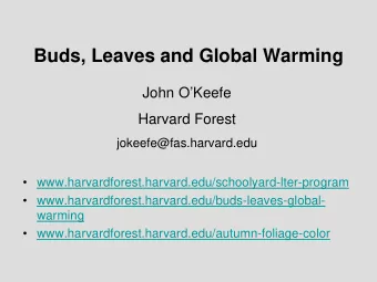 Buds, Leaves and Global Warming  John OKeefe  Harvard Forest  jokeefe@fas.harvard.edu