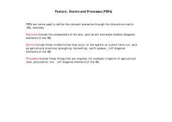 Feature, Events and Processes (FEPs)  FEPs are terms used to define the relevant scenarios through