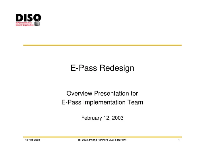 e pass redesign