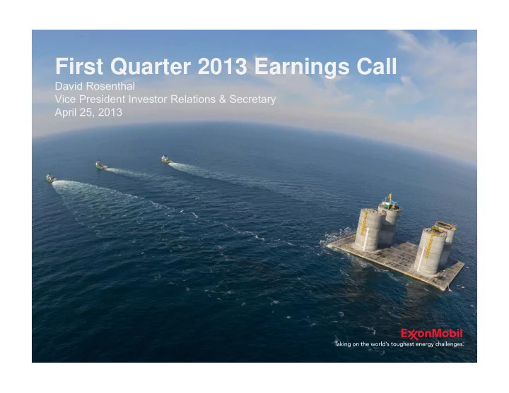 first quarter 2013 earnings call