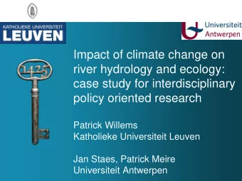 river hydrology and ecology:  case study for interdisciplinary  policy oriented research  Patrick