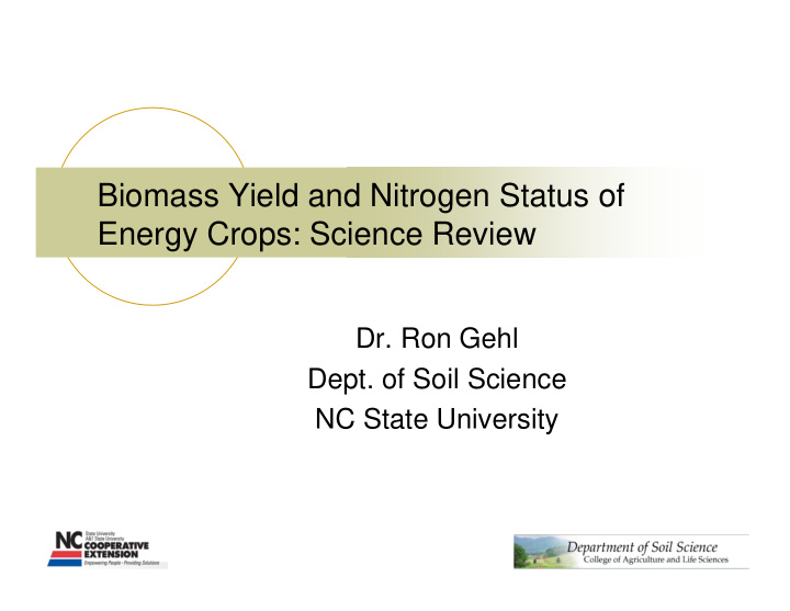 biomass yield and nitrogen status of energy crops science