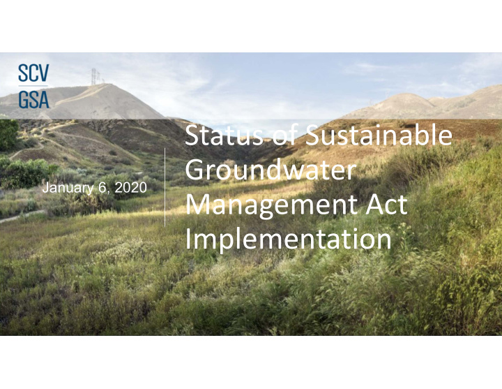 status of sustainable groundwater