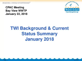 TWI Background &amp; Current  Status Summary  January 2018  Page - 1  4/27/2015 Toledo Waterways
