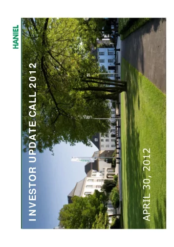 I NVESTOR UPDATE CALL 2 0 1 2  APRIL 30, 2012  DISCLAIMER  PLEASE NOTE THAT THIS PRESENTATION