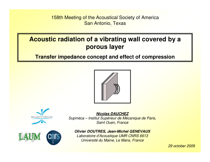 acoustic radiation of a vibrating wall covered by a