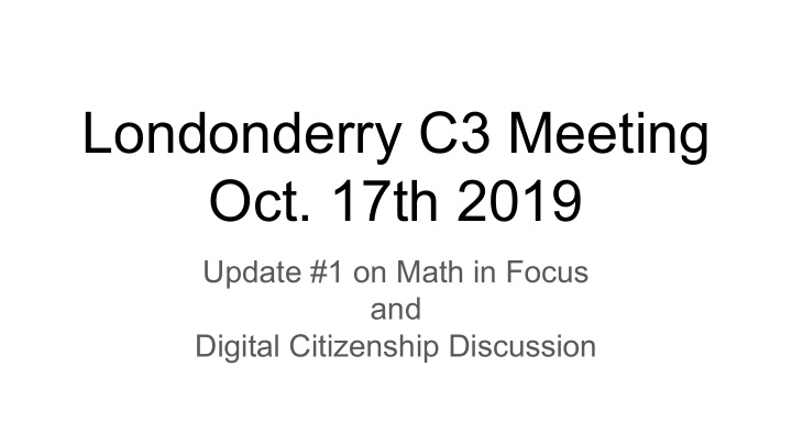 londonderry c3 meeting oct 17th 2019