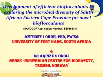 exploring the microbial diversity of South  African Eastern Cape Province for novel  bioflocculants