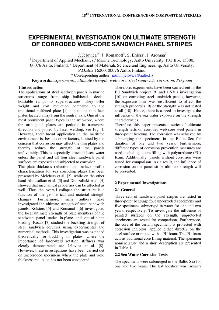 experimental investigation on ultimate strength of