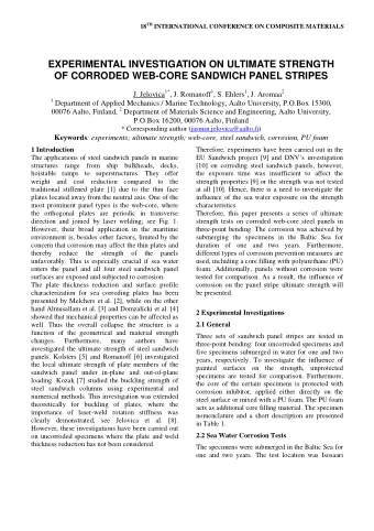 EXPERIMENTAL INVESTIGATION ON ULTIMATE STRENGTH  OF CORRODED WEB-CORE SANDWICH PANEL STRIPES J.