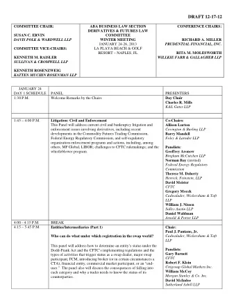 DRAFT 12-17-12  COMMITTEE CHAIR:  ABA BUSINESS LAW SECTION  CONFERENCE CHAIRS:  DERIVATIVES &amp;