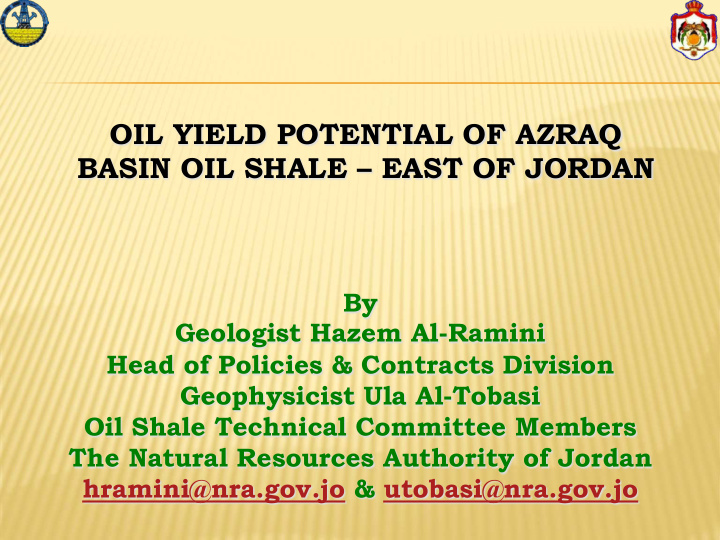 oil yield potential of azraq basin oil shale east of