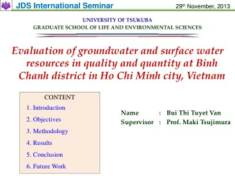 Evaluation of groundwater and surface water  resources in quality and quantity at Binh Chanh