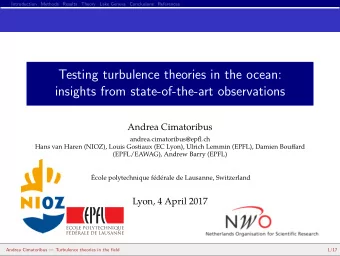 Testing turbulence theories in the ocean:  insights from state-of-the-art observations  Andrea