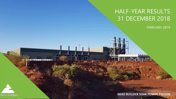 half year results 31 december 2018