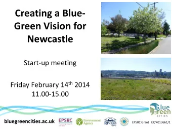 Creating a Blue-  Green Vision for Newcastle  Start-up meeting Friday February 14 th 2014