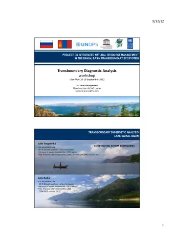 Transboundary  Diagnos/c  Analysis     workshop    Ulan-Ude  18-19
