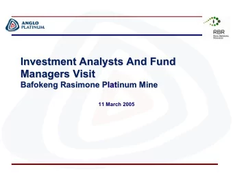 Investment Analysts And Fund  Investment Analysts And Fund  Managers Visit  Managers Visit
