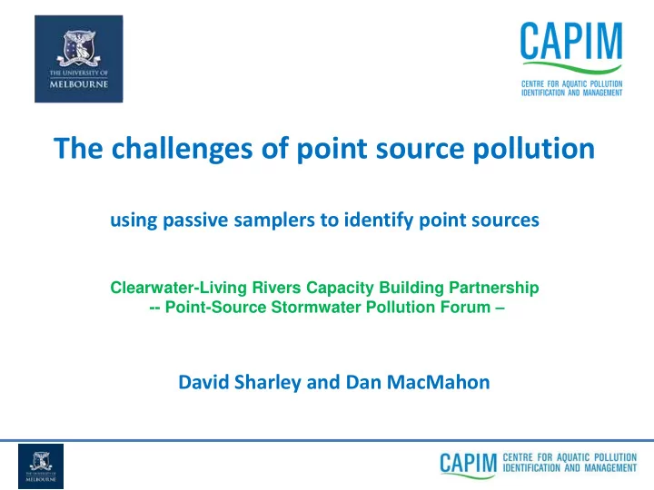 using passive samplers to identify point sources