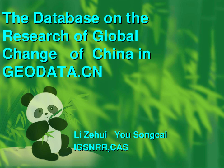 the database on the the database on the research of